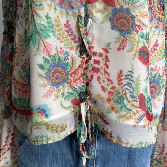 Colorful Floral Print Boho Long Sleeve Shirt - Picture 4 of 10